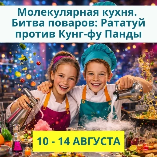 10 - 14 августа «Молекулярная кухня. Битва поваров: Рататуй против Кунг-фу Панды»